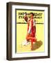 "Woman in Beach Outfit," Saturday Evening Post Cover, August 11, 1934-Charles A. MacLellan-Framed Giclee Print