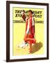 "Woman in Beach Outfit," Saturday Evening Post Cover, August 11, 1934-Charles A. MacLellan-Framed Giclee Print