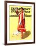 "Woman in Beach Outfit," Saturday Evening Post Cover, August 11, 1934-Charles A. MacLellan-Framed Giclee Print