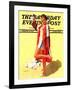 "Woman in Beach Outfit," Saturday Evening Post Cover, August 11, 1934-Charles A. MacLellan-Framed Giclee Print