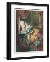 Woman in Bed Alone with a Book-D. Eusebio Planas-Framed Art Print