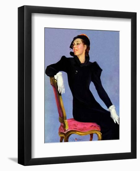 "Woman in Black,"April 14, 1934-Penrhyn Stanlaws-Framed Giclee Print