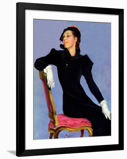 "Woman in Black,"April 14, 1934-Penrhyn Stanlaws-Framed Giclee Print