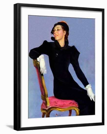 "Woman in Black,"April 14, 1934-Penrhyn Stanlaws-Framed Giclee Print