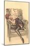 Woman in Black Chemise in Chair-null-Mounted Art Print