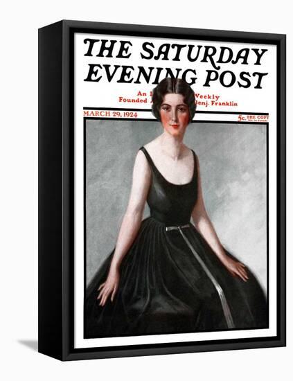 "Woman in Black Gown," Saturday Evening Post Cover, March 29, 1924-Henry Soulen-Framed Stretched Canvas