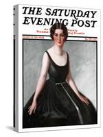 "Woman in Black Gown," Saturday Evening Post Cover, March 29, 1924-Henry Soulen-Stretched Canvas