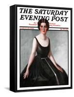 "Woman in Black Gown," Saturday Evening Post Cover, March 29, 1924-Henry Soulen-Framed Stretched Canvas