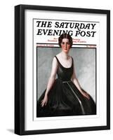 "Woman in Black Gown," Saturday Evening Post Cover, March 29, 1924-Henry Soulen-Framed Giclee Print