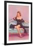 Woman in Black Lingerie on Telephone-null-Framed Art Print