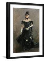 Woman in Black or before the Theatre, 1875 (Oil on Canvas)-Berthe Morisot-Framed Giclee Print