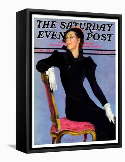 "Woman in Black," Saturday Evening Post Cover, April 14, 1934-Penrhyn Stanlaws-Framed Stretched Canvas
