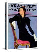 "Woman in Black," Saturday Evening Post Cover, April 14, 1934-Penrhyn Stanlaws-Stretched Canvas