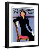 "Woman in Black," Saturday Evening Post Cover, April 14, 1934-Penrhyn Stanlaws-Framed Giclee Print