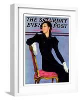 "Woman in Black," Saturday Evening Post Cover, April 14, 1934-Penrhyn Stanlaws-Framed Giclee Print