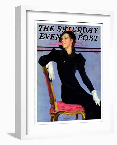 "Woman in Black," Saturday Evening Post Cover, April 14, 1934-Penrhyn Stanlaws-Framed Giclee Print
