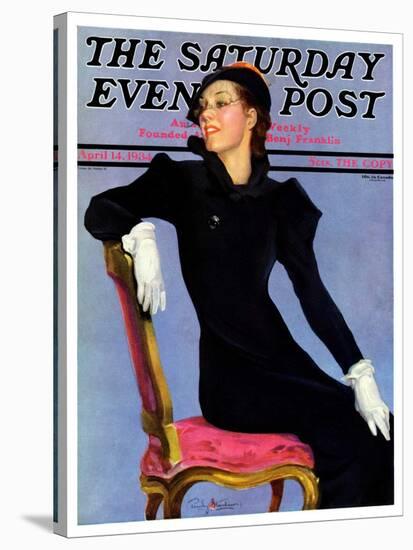 "Woman in Black," Saturday Evening Post Cover, April 14, 1934-Penrhyn Stanlaws-Stretched Canvas