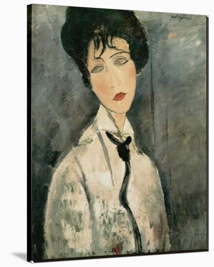 Woman in Black Tie, 1917-Amedeo Modigliani-Stretched Canvas