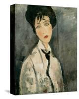 Woman in Black Tie, 1917-Amedeo Modigliani-Stretched Canvas