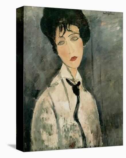Woman in Black Tie, 1917-Amedeo Modigliani-Stretched Canvas