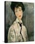 Woman in Black Tie, 1917-Amedeo Modigliani-Stretched Canvas