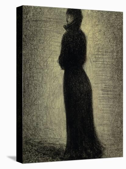 Woman in Black-Georges Seurat-Stretched Canvas