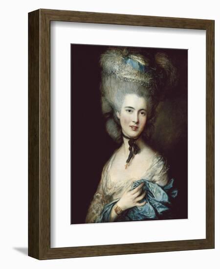 Woman in Blue (Duchess of Beaufort)-Thomas Gainsborough-Framed Art Print