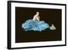 Woman in Blue Gown with Shitzu on Pillow-null-Framed Art Print