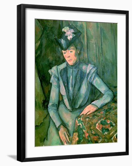 Woman in Blue (Madame Cezanne) 1900-02-Paul Cézanne-Framed Giclee Print