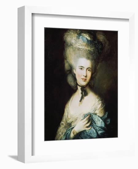 Woman in Blue, Portrait of the Duchess of Beaufort-Thomas Gainsborough-Framed Giclee Print