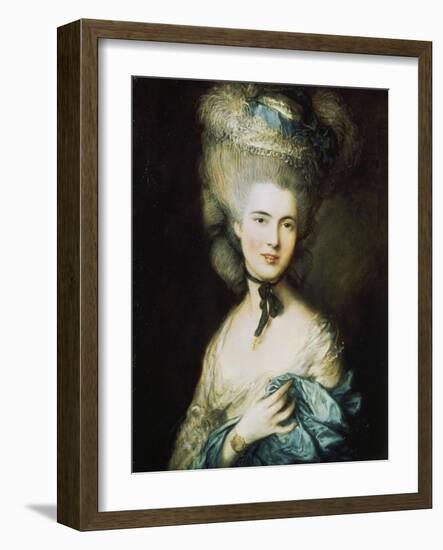 Woman in Blue, Portrait of the Duchess of Beaufort-Thomas Gainsborough-Framed Giclee Print