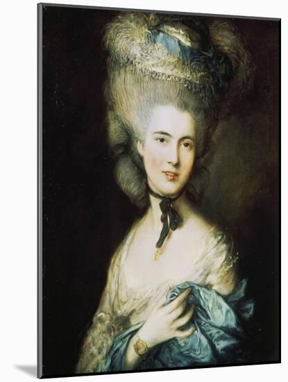Woman in Blue, Portrait of the Duchess of Beaufort-Thomas Gainsborough-Mounted Giclee Print