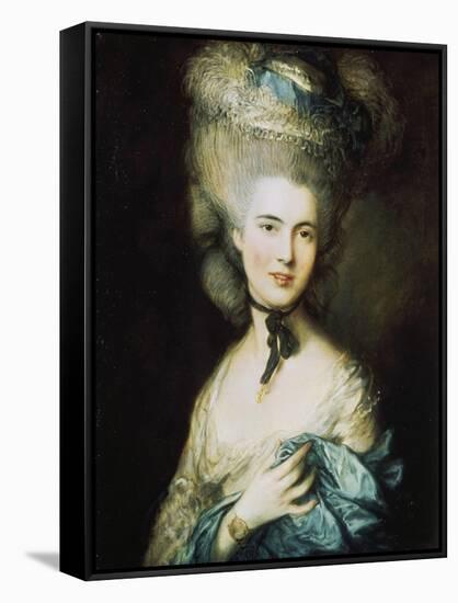 Woman in Blue, Portrait of the Duchess of Beaufort-Thomas Gainsborough-Framed Stretched Canvas