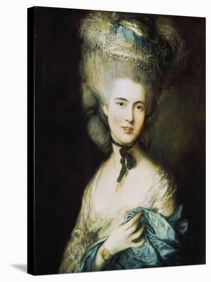 Woman in Blue, Portrait of the Duchess of Beaufort-Thomas Gainsborough-Stretched Canvas