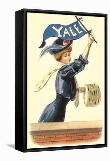 Woman in Blue with Yale Pennant-null-Framed Stretched Canvas