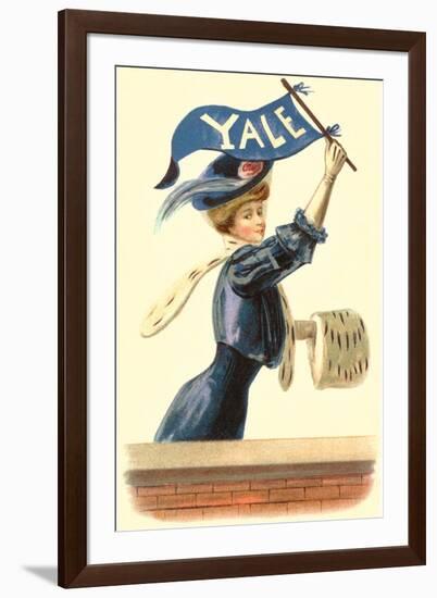 Woman in Blue with Yale Pennant-null-Framed Art Print