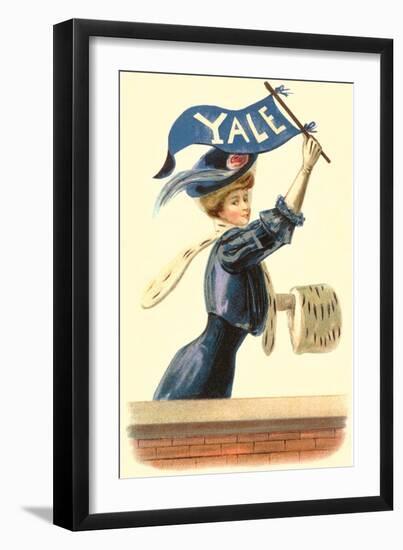 Woman in Blue with Yale Pennant-null-Framed Art Print