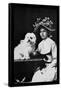 Woman in Bonnet with Maltese Terrier-null-Framed Stretched Canvas