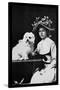 Woman in Bonnet with Maltese Terrier-null-Stretched Canvas