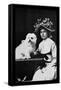 Woman in Bonnet with Maltese Terrier-null-Framed Stretched Canvas