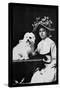 Woman in Bonnet with Maltese Terrier-null-Stretched Canvas