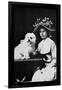 Woman in Bonnet with Maltese Terrier-null-Framed Art Print