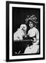 Woman in Bonnet with Maltese Terrier-null-Framed Art Print