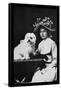 Woman in Bonnet with Maltese Terrier-null-Framed Stretched Canvas