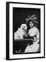 Woman in Bonnet with Maltese Terrier-null-Framed Art Print