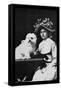 Woman in Bonnet with Maltese Terrier-null-Framed Stretched Canvas