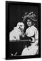 Woman in Bonnet with Maltese Terrier-null-Framed Art Print