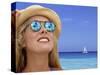 Woman in Caribbean with Palm Trees Reflected in Sunglasses-Bill Bachmann-Stretched Canvas