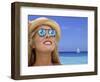 Woman in Caribbean with Palm Trees Reflected in Sunglasses-Bill Bachmann-Framed Photographic Print