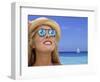 Woman in Caribbean with Palm Trees Reflected in Sunglasses-Bill Bachmann-Framed Photographic Print